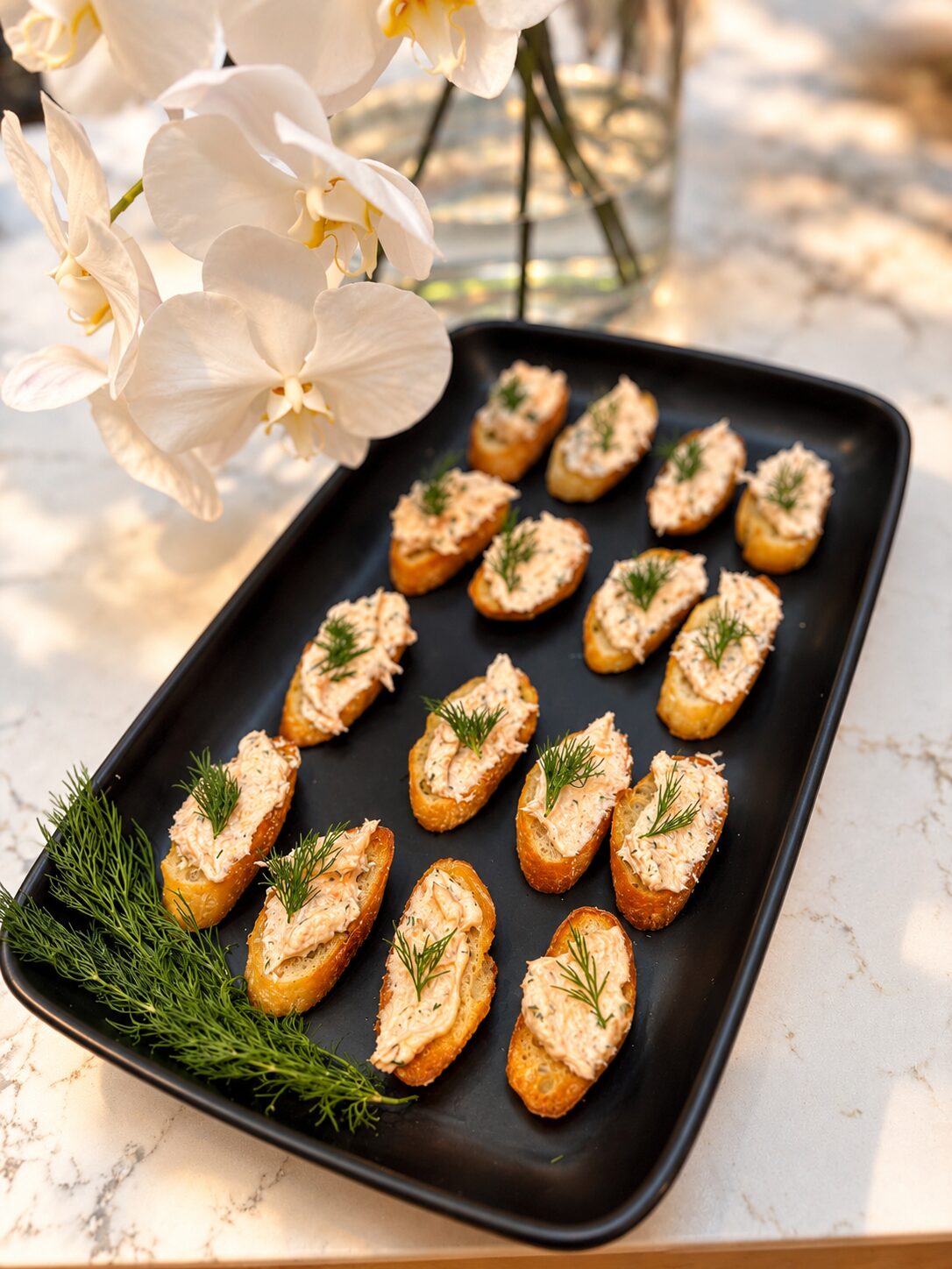 Whipped salmon crostini with dill