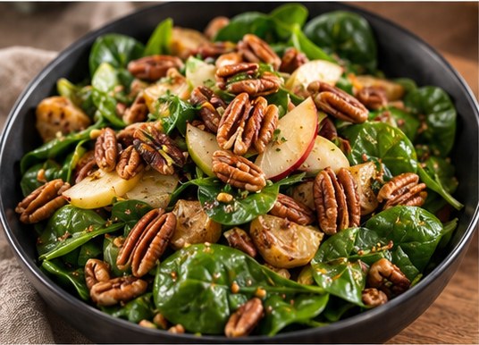 Spinach, apple and pecan salad